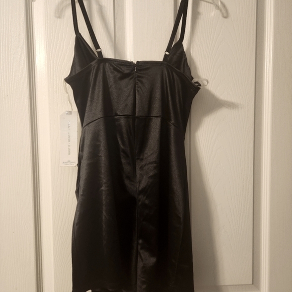 Black Satin Slip Dress - Picture 6 of 8